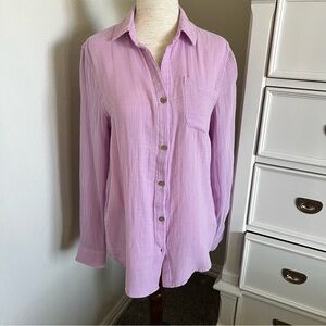 Beachy 100% Cotton Gauze Lavender Button-Down Shirt